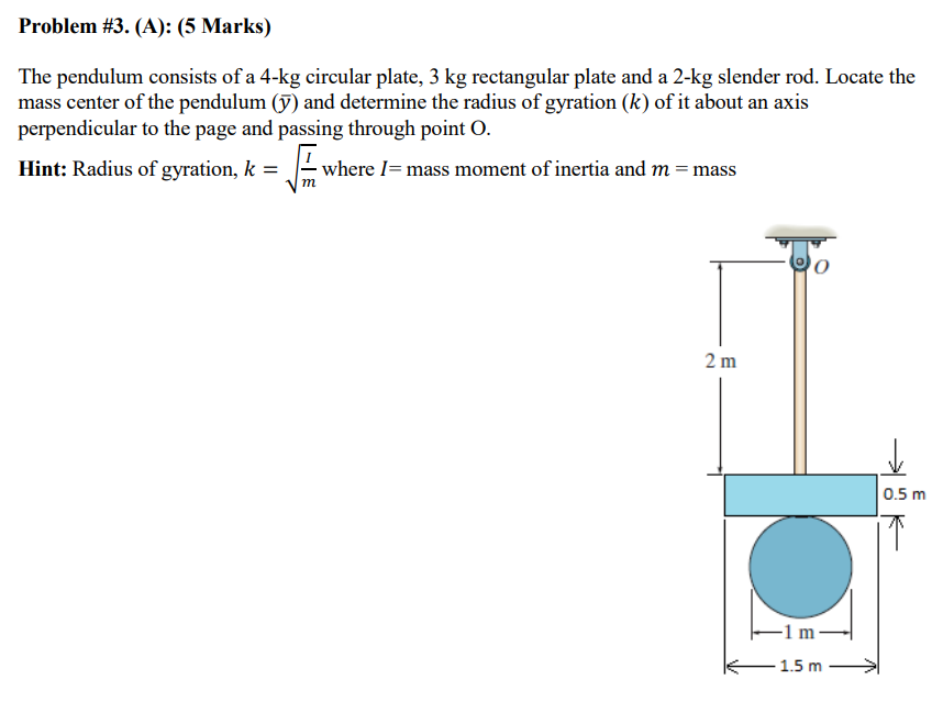 Solved Problem 3 A 5 Marks The Pendulum Consists Of A Chegg