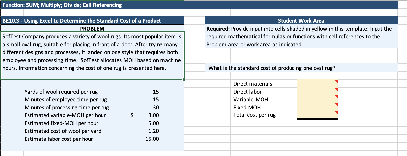 Solved Function SUM Multiply Divide Cell Referencing Chegg