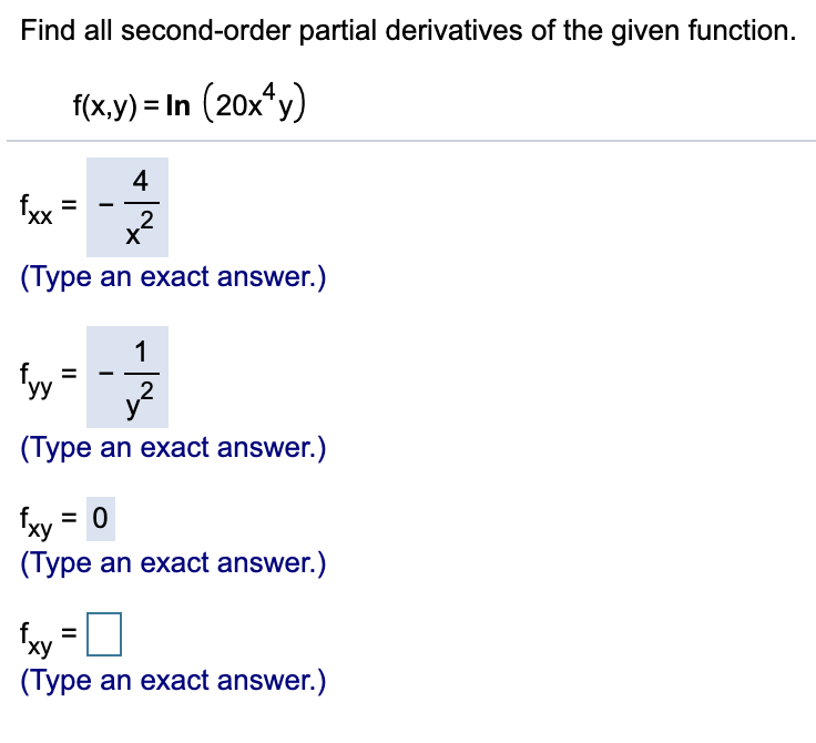 Solved Find All Second Order Partial Derivatives Of The Chegg