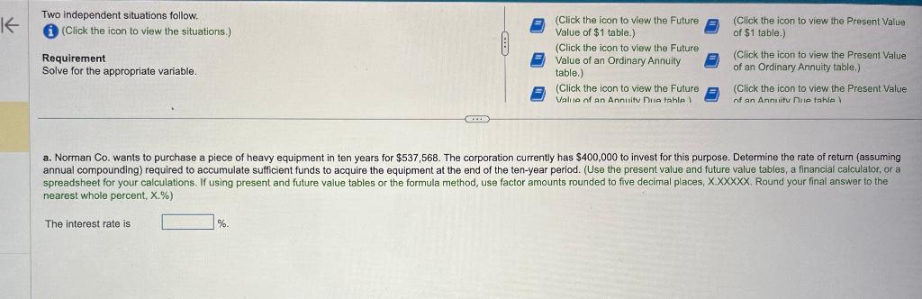 Solved Two Independent Situations Follow Click The Icon To Chegg