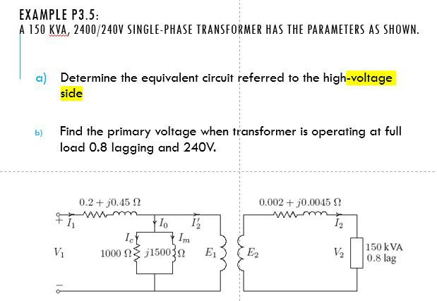 Solved Example P A Kva V Single Phase Chegg