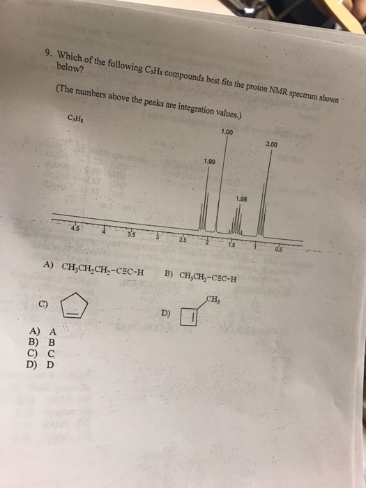 Solved Which Of The Following C 5H 8 Compounds Best Fits The Chegg