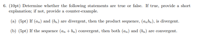 Solved Pt Determine Whether The Following Statements Chegg