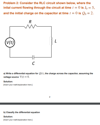 Solved Problem 2 Consider The RLC Circuit Shown Below Chegg