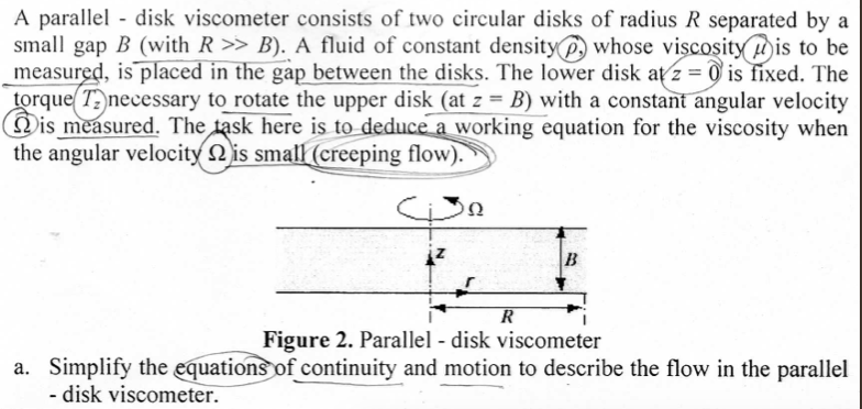 Solved A Parallel Disk Viscometer Consists Of Two Circular Chegg