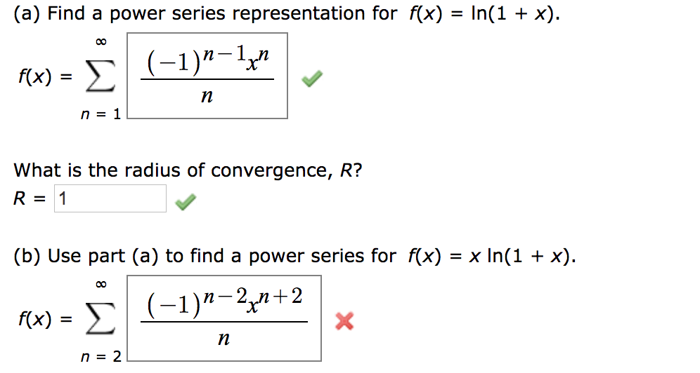 Solved A Find A Power Series Representation For Rx Ln 1 Chegg