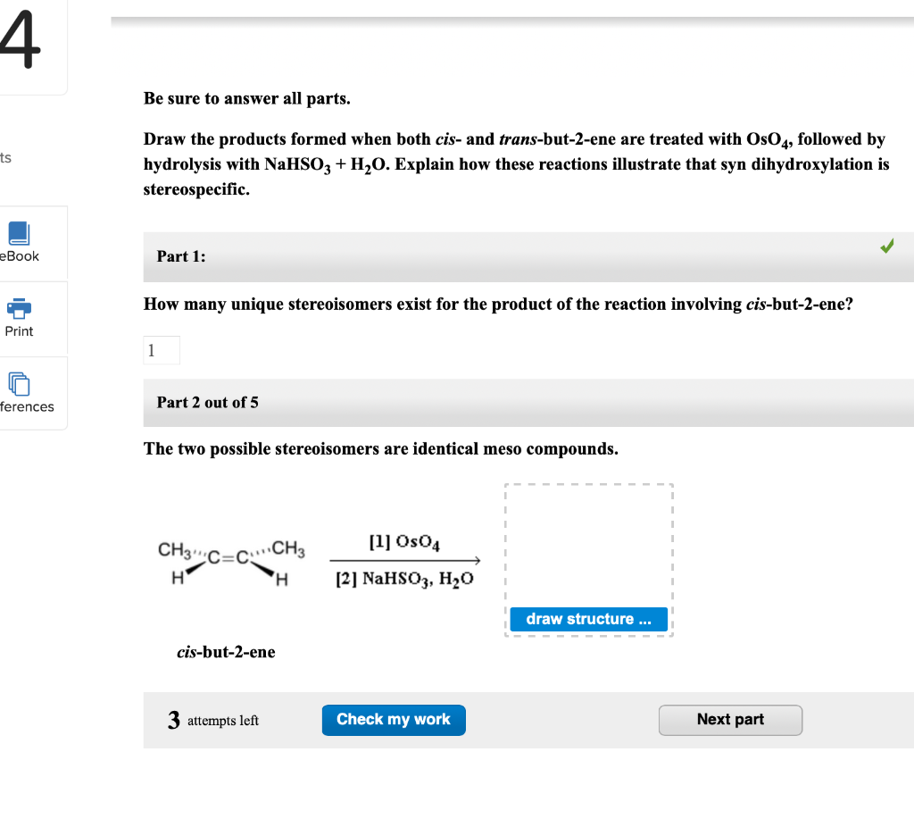 Solved Be Sure To Answer All Parts Ts Draw The Products Chegg