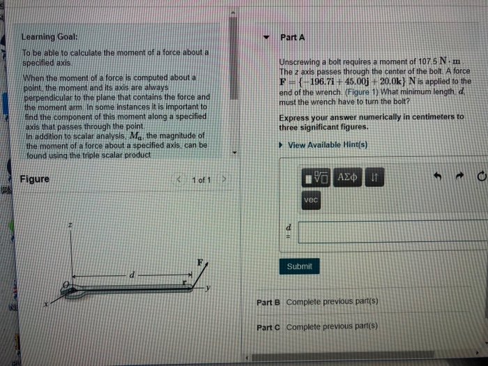 Solved Learning Goal Part A To Be Able To Calculate The Chegg