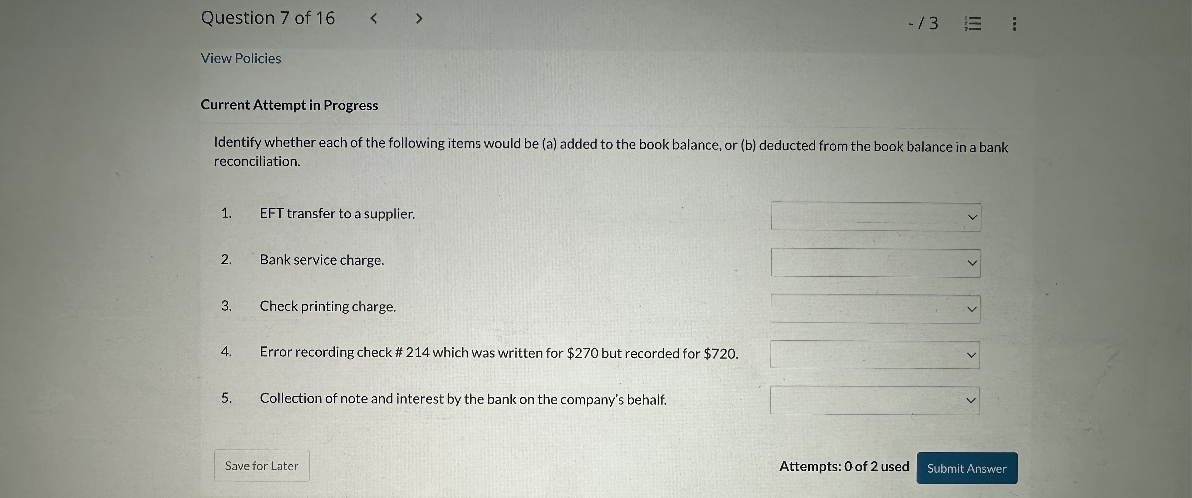 Solved Identify Whether Each Of The Following Items Would Be Chegg