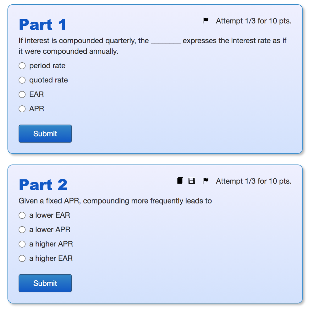 Solved Attempt 1 3 For 10 Pts Expresses The Interest Rate Chegg