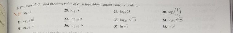 Solved Blems Find The Exact Value Of Each Logarithm Chegg