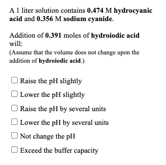 Solved A Liter Solution Contains M Hydrocyanic Acid Chegg