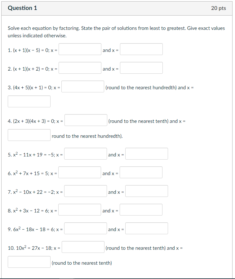 Solved Solve Each Equation By Factoring State The Pair Of Chegg