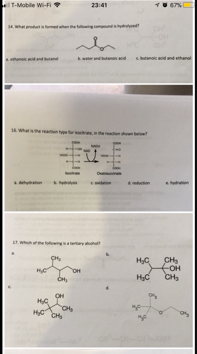 Solved T Mobile Wi Fi令 23 41 14 What product is formed when Chegg