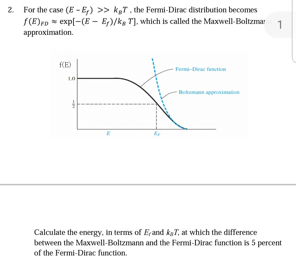 Solved For The Case E E Kt The Fermi Dirac Chegg