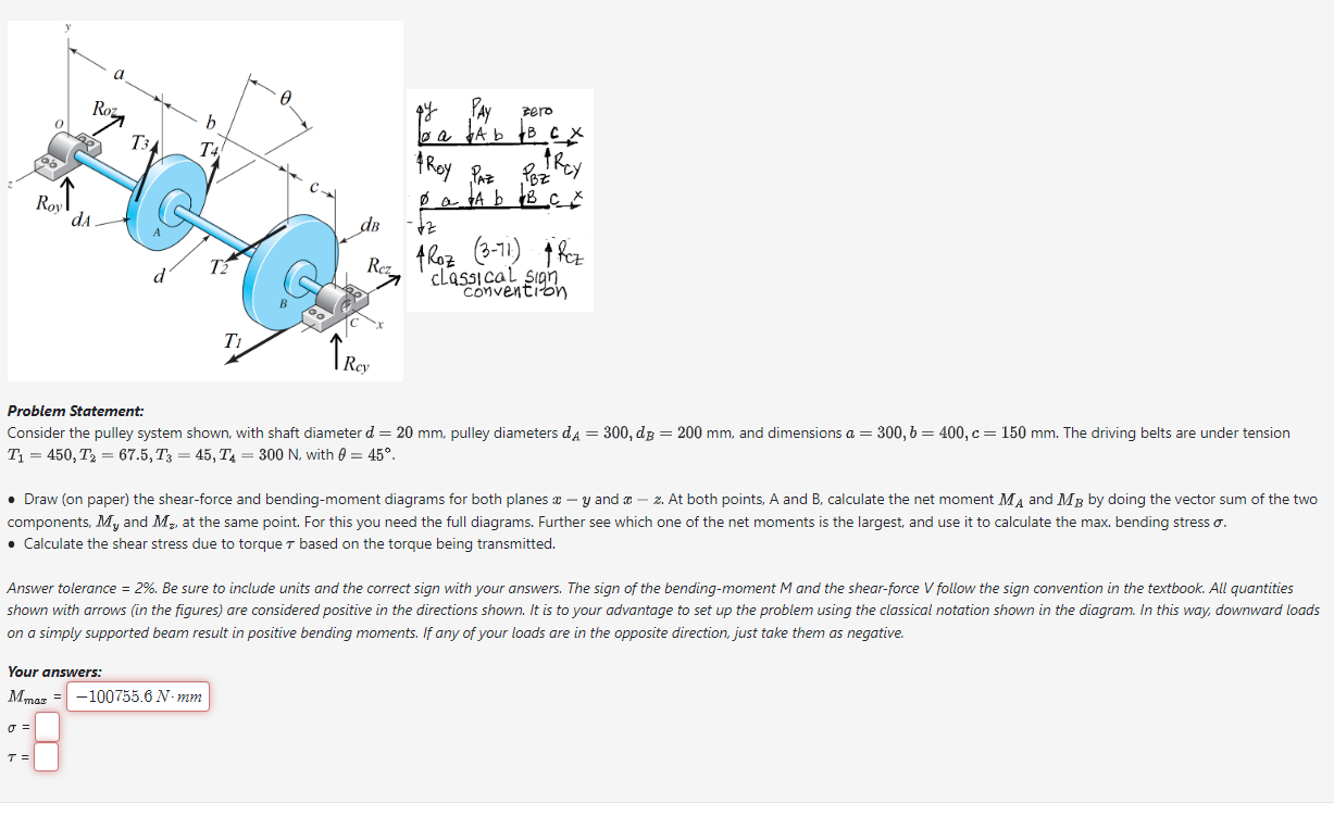 Solved Consider The Pulley System Shown With Shaft Diameter Chegg