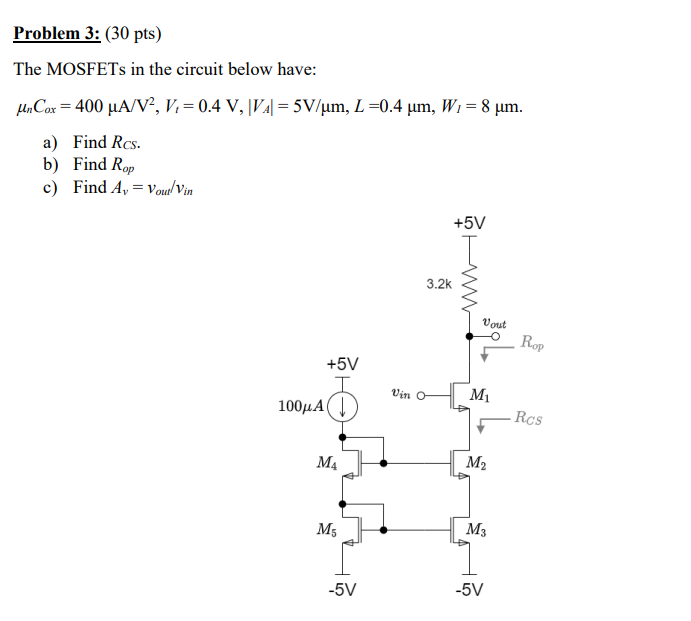 Solved Problem Pts The Mosfets In The Circuit Below Chegg