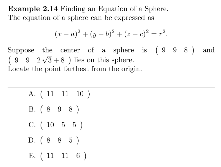 Solved Example Finding An Equation Of A Sphere The Chegg