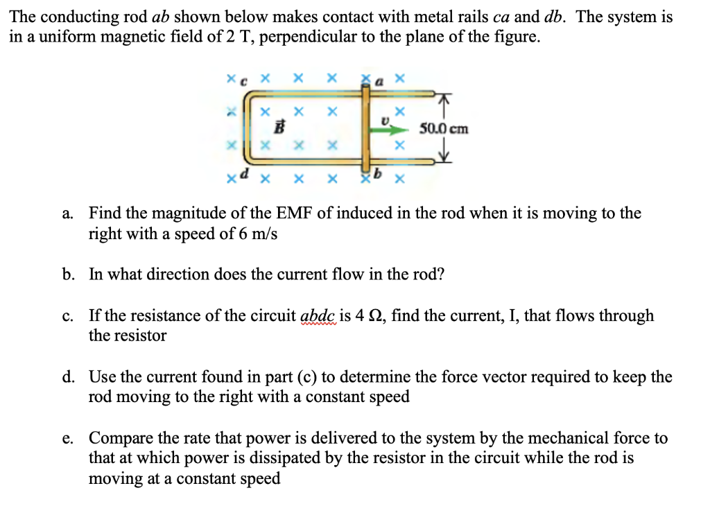 Solved The Conducting Rod Ab Shown Below Makes Contact With Chegg