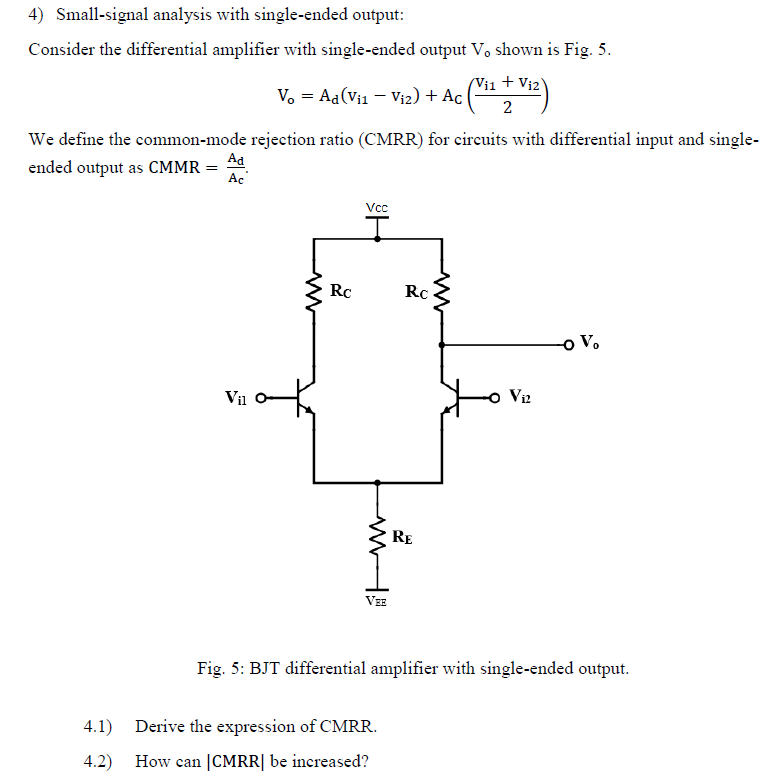 Small Signal Analysis Bjt Differential Amplifier Analysis