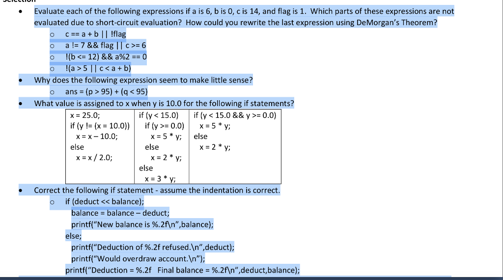 Solved O Evaluate Each Of The Following Expressions If A Is Chegg