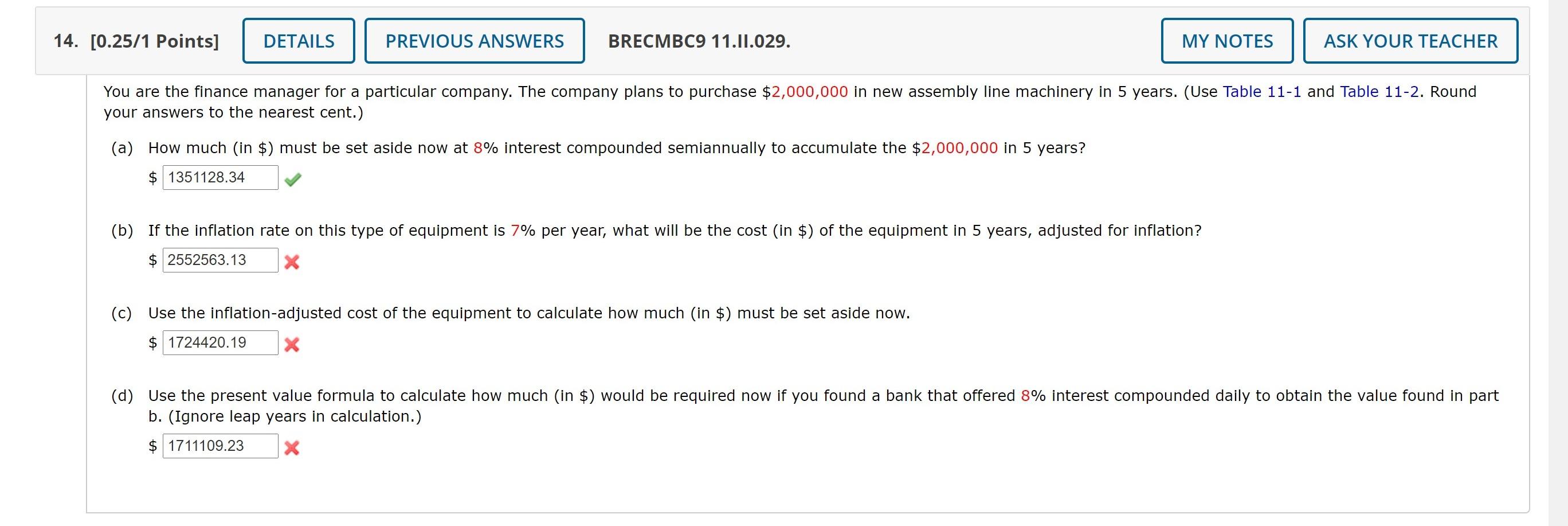 Solved 14 0 25 1 Points DETAILS PREVIOUS ANSWERS BRECMBC9 Chegg