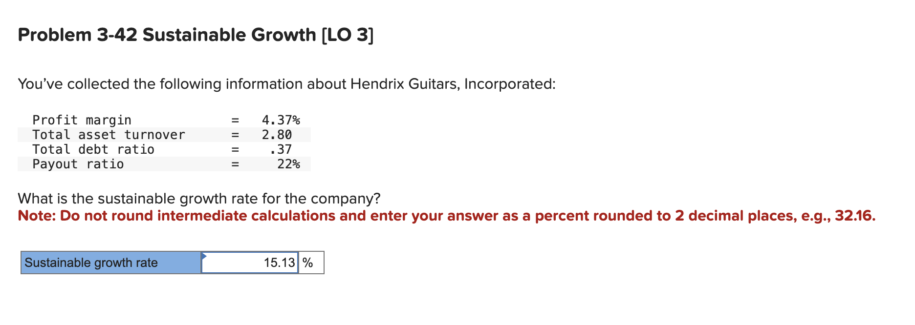 Solved Problem Sustainable Growth Lo You Ve Chegg