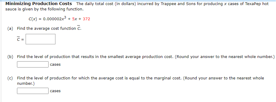 Solved Minimizing Average Cost Suppose The Total Cost Chegg