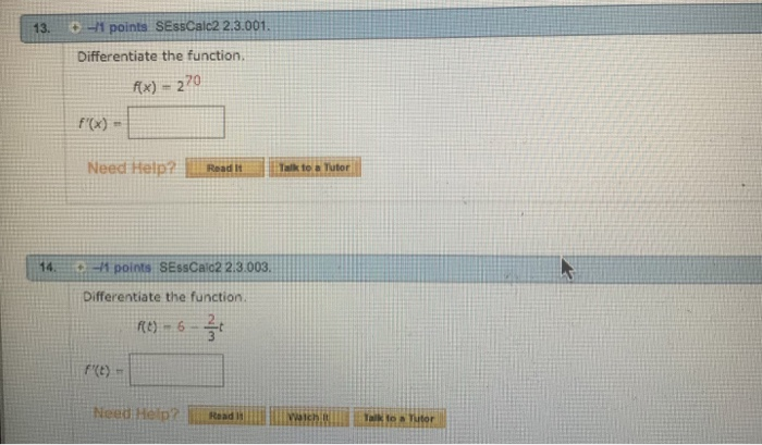 Solved Points Sesscalc Differentiate The Chegg