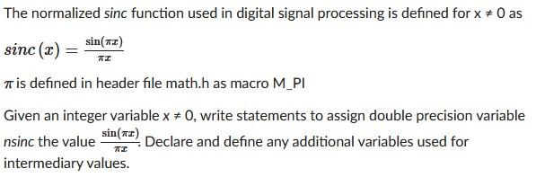 Solved ЛІ The normalized sinc function used in digital Chegg