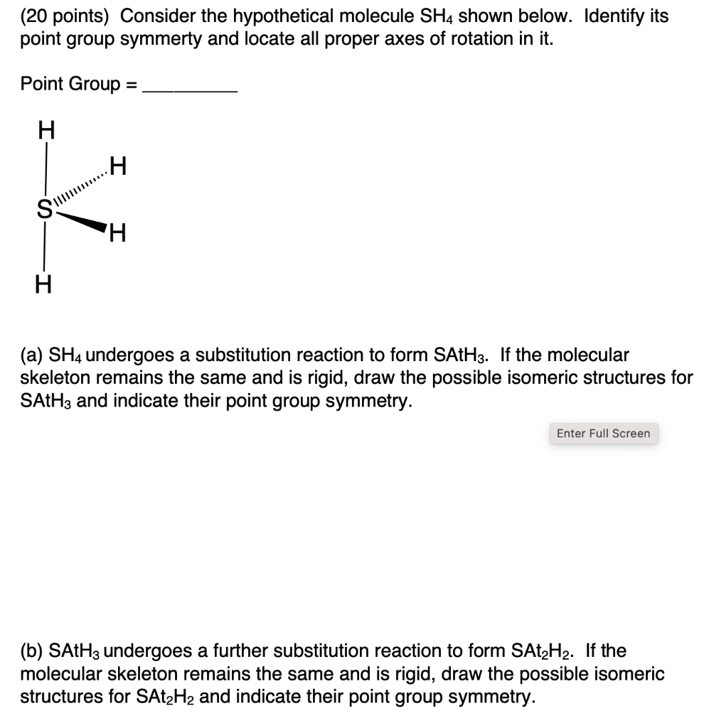 Solved Points Consider The Hypothetical Molecule Sh Chegg