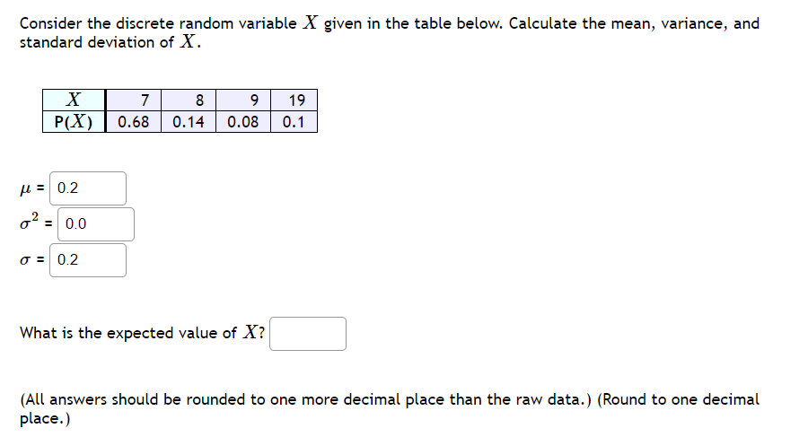 Solved Consider The Discrete Random Variable Xx Given In Chegg