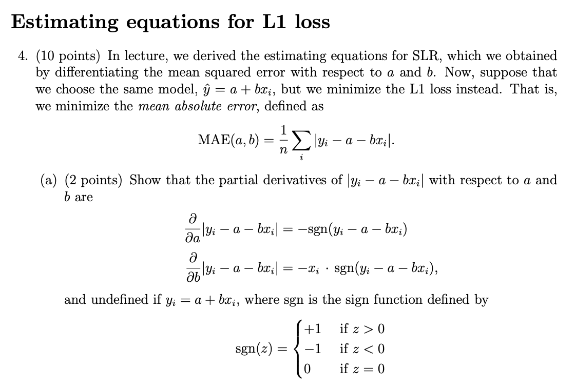 4 10 Points In Lecture We Derived The Estimating Chegg