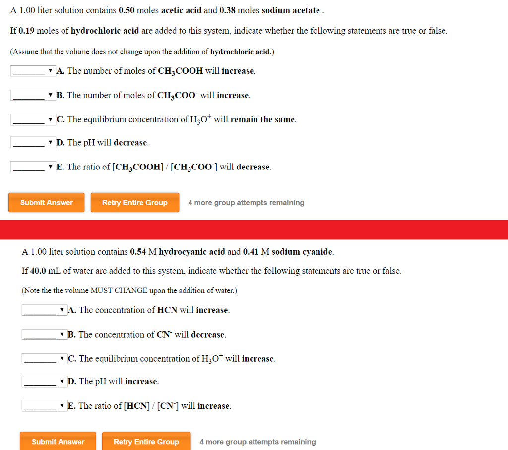 Solved A Liter Solution Contains Moles Acetic Acid Chegg