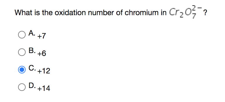 Solved What Is The Oxidation Number Of Chromium In Cr2025 Chegg