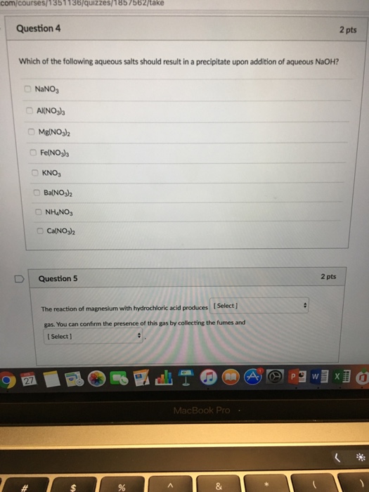 Solved Which Of The Following Aqueous Salts Should Result In Chegg