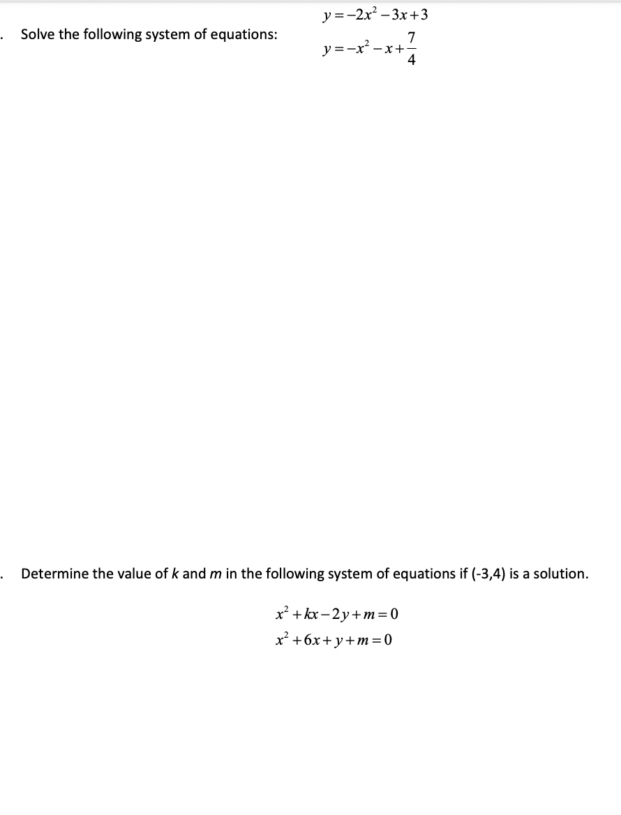 Solved Solve The Following System Of Equations Chegg