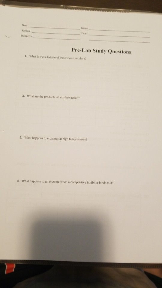 Solved Name Section Instructor Pre Lab Study Questions I Chegg