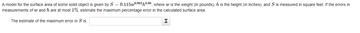 Solved A Model For The Surface Area Of Some Solid Object Is Chegg