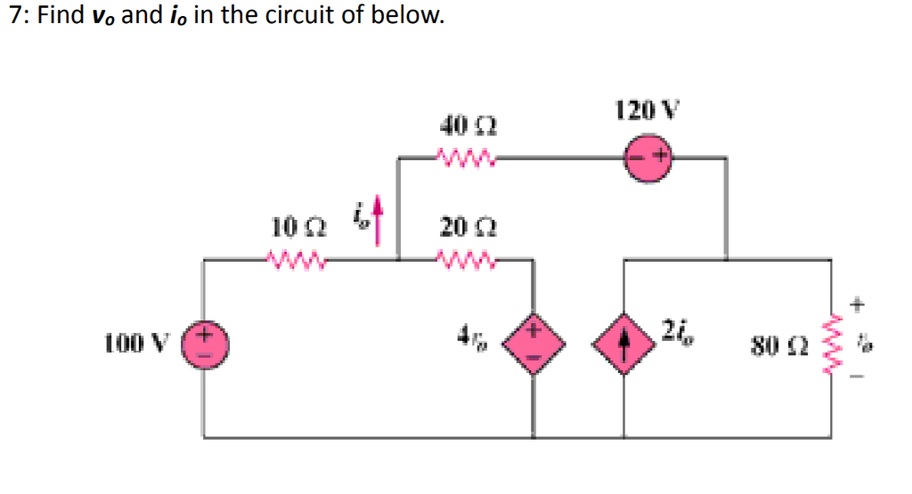 Solved Find Vo And Io In The Circuit Of Below V Chegg