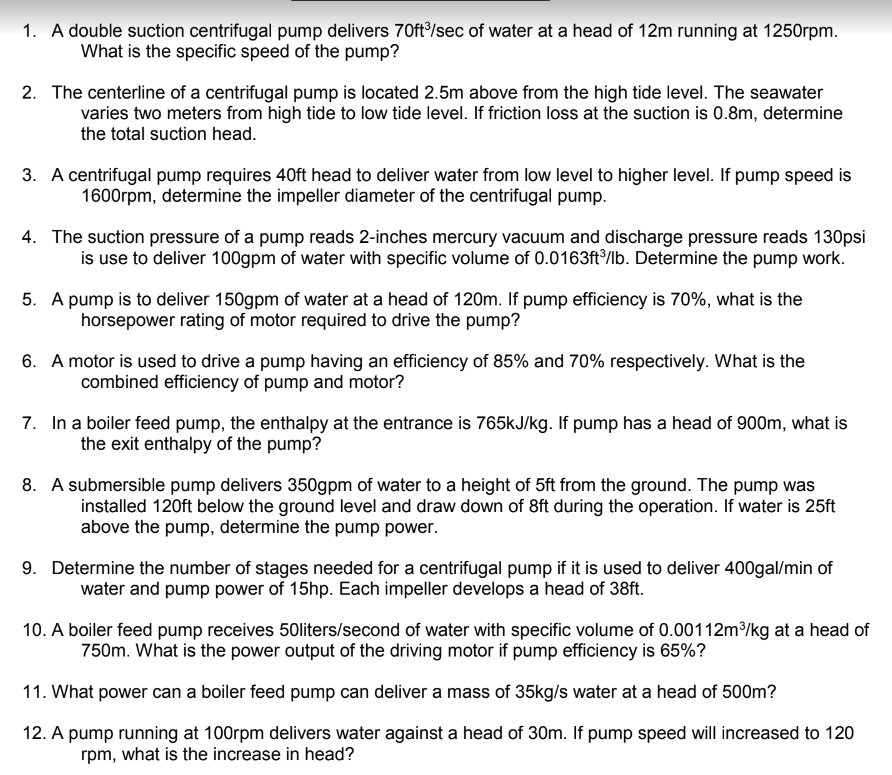 Solved A Double Suction Centrifugal Pump Delivers Chegg