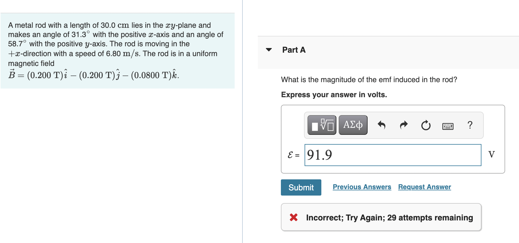 Solved A Metal Rod With A Length Of 30 0 Cm Lies In The Chegg