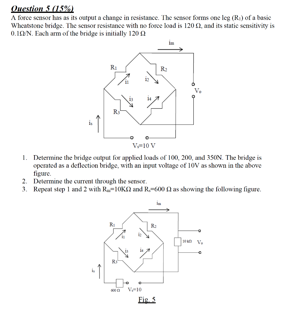 Solved Question 5 15 A Force Sensor Has As Its Output A Chegg