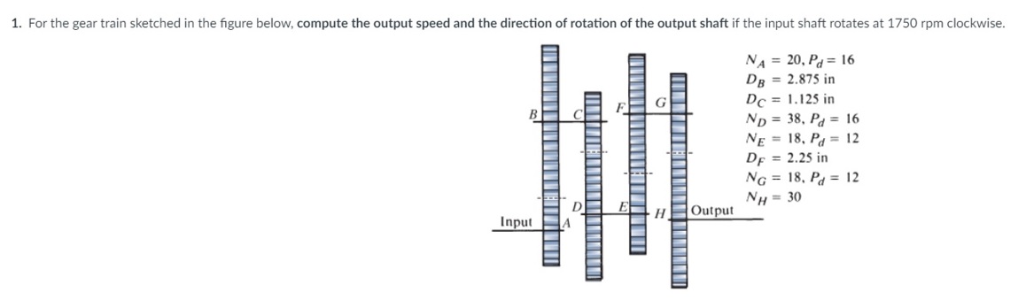 For The Gear Train Sketched In The Figure Below Chegg