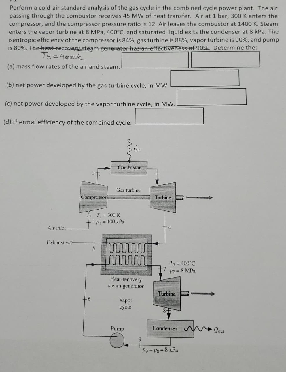 Solved 1 Perform A Cold Air Standard Analysis Of The Gas Chegg