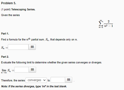 Solved Problem Point Telescoping Series Given The Chegg
