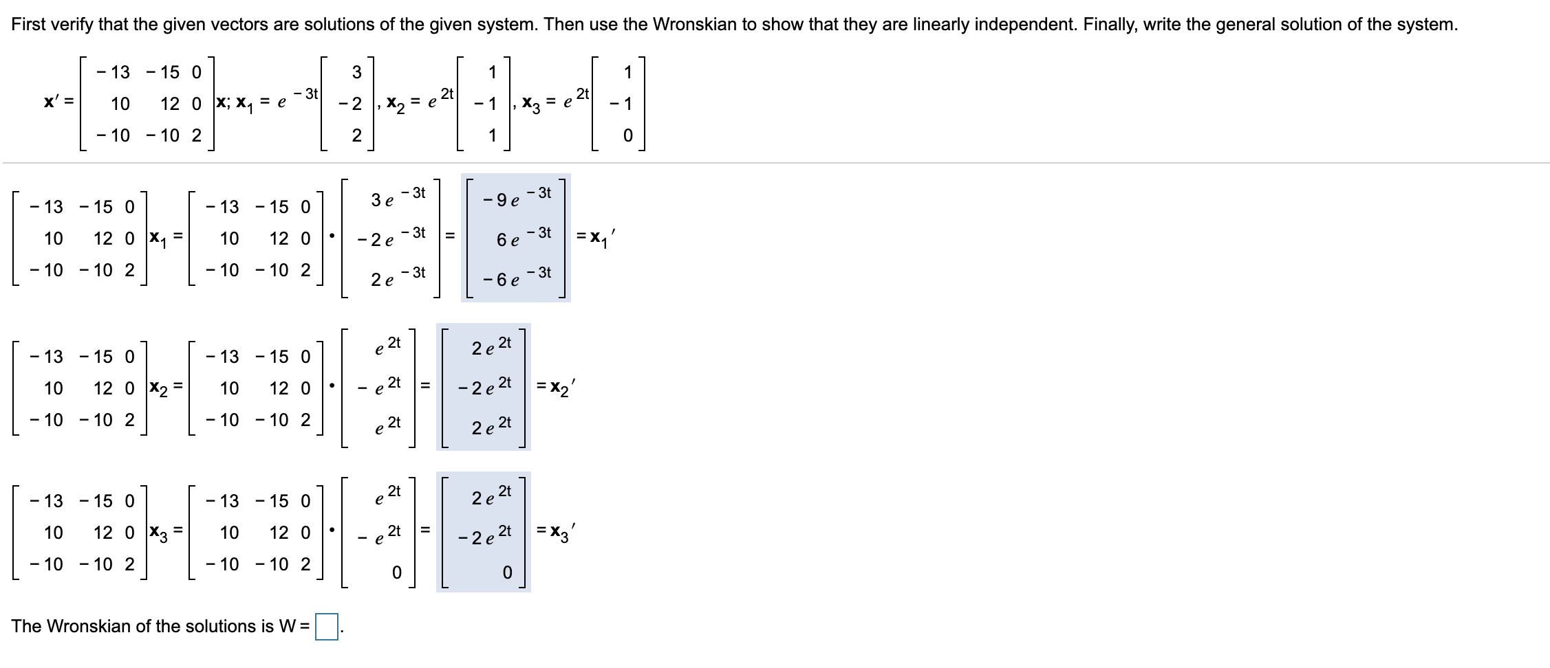 Solved First Verify That The Given Vectors Are Solutions Of Chegg