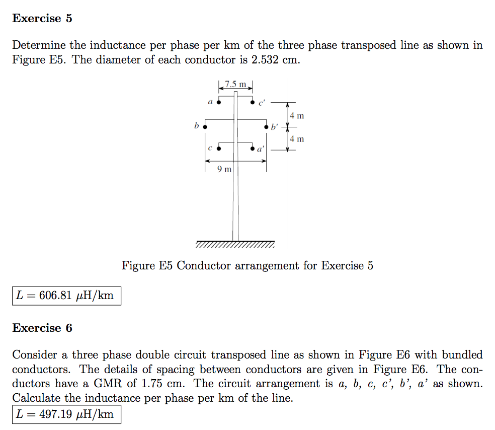 Solved Exercise Determine The Inductance Per Phase Per Km Chegg