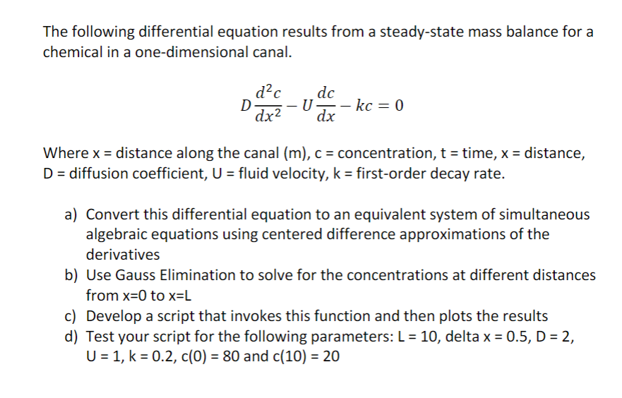 The Following Differential Equation Results From A Chegg