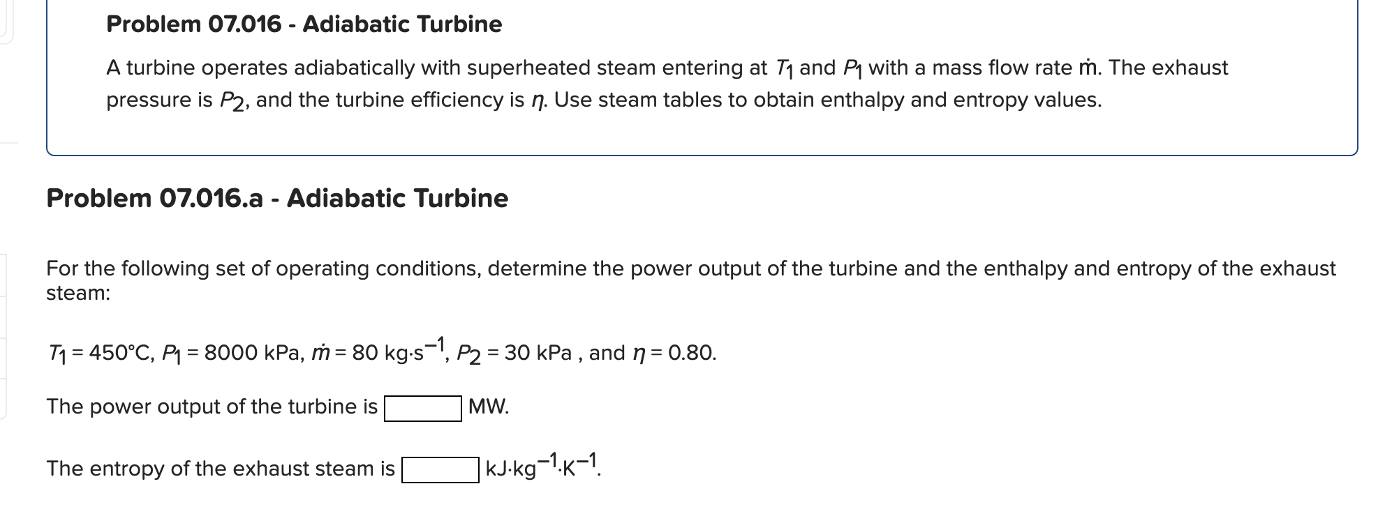 Problem 07 016 Adiabatic TurbineA Turbine Operates Chegg